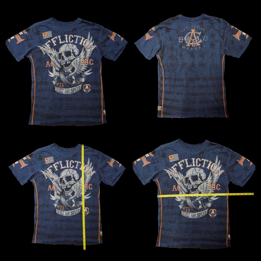 New AFFLICTION AC MC T-Shirt XL American Made, Distressed Authentic Original